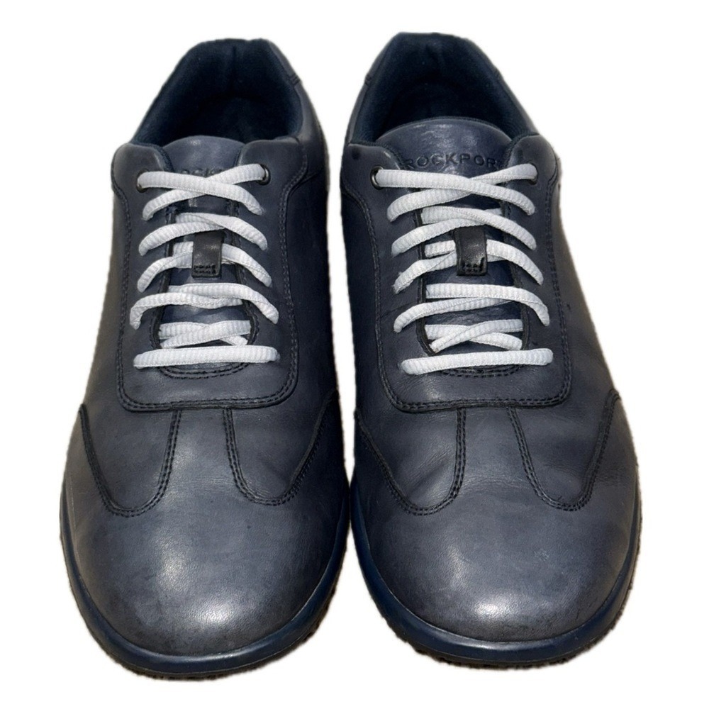 👟⚙️‎ ROCKPORT Leather Sneakers | Navy Blue Low-Top Travel Comfort | Men's Sz 10